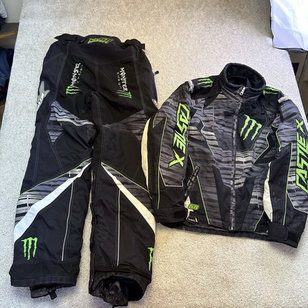VTG Castle X Monster Energy Tucker Hibbert #68 Racing‎ Jacket And Pants Medium